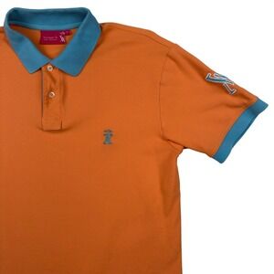Vicomte A Paris Orange Pima Cotton Polo Blue Trim‎ Preppy French Coastal Chic M